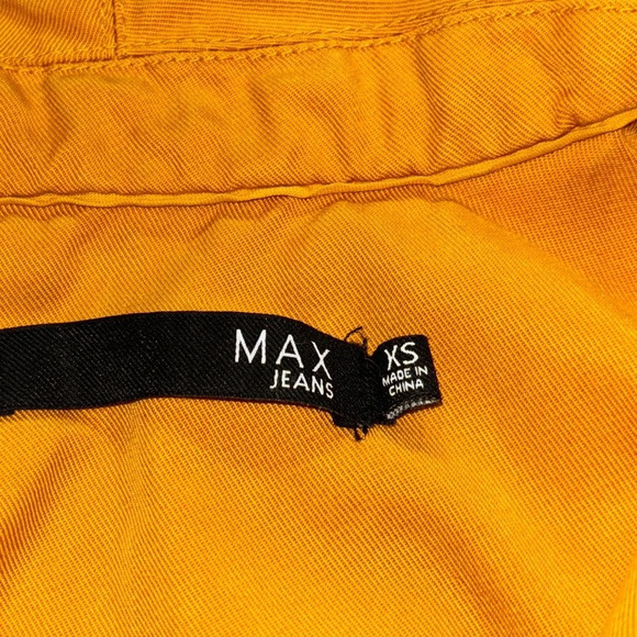 Max Jeans Mustard Color Tencel Drape Open Front Long Length Jacket Size XS - Picture 2 of 7